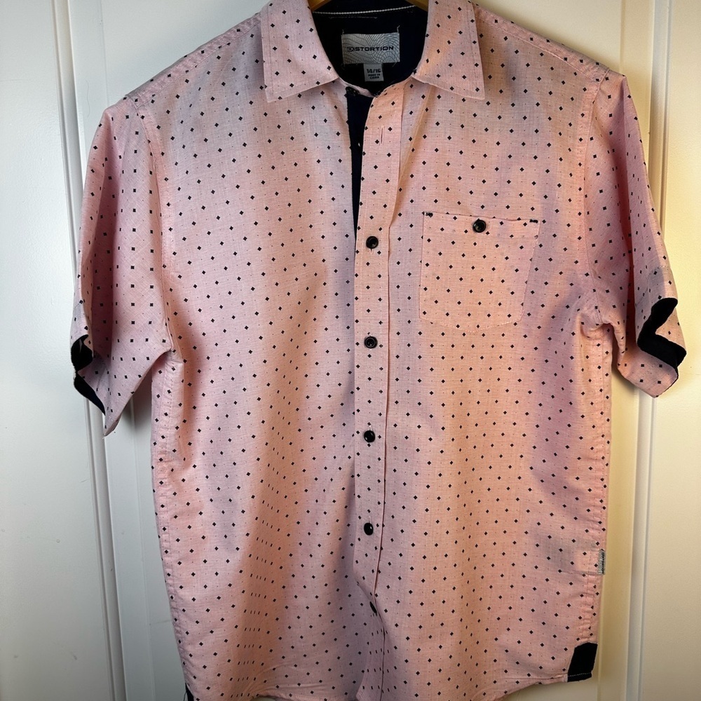 Distortion Button Down Shirt Boys 14/16 – Pink. Valentines Day Suave - Picture 5 of 8